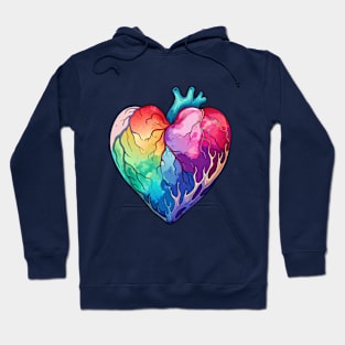 Rainbow Color Heart Illustration Hoodie